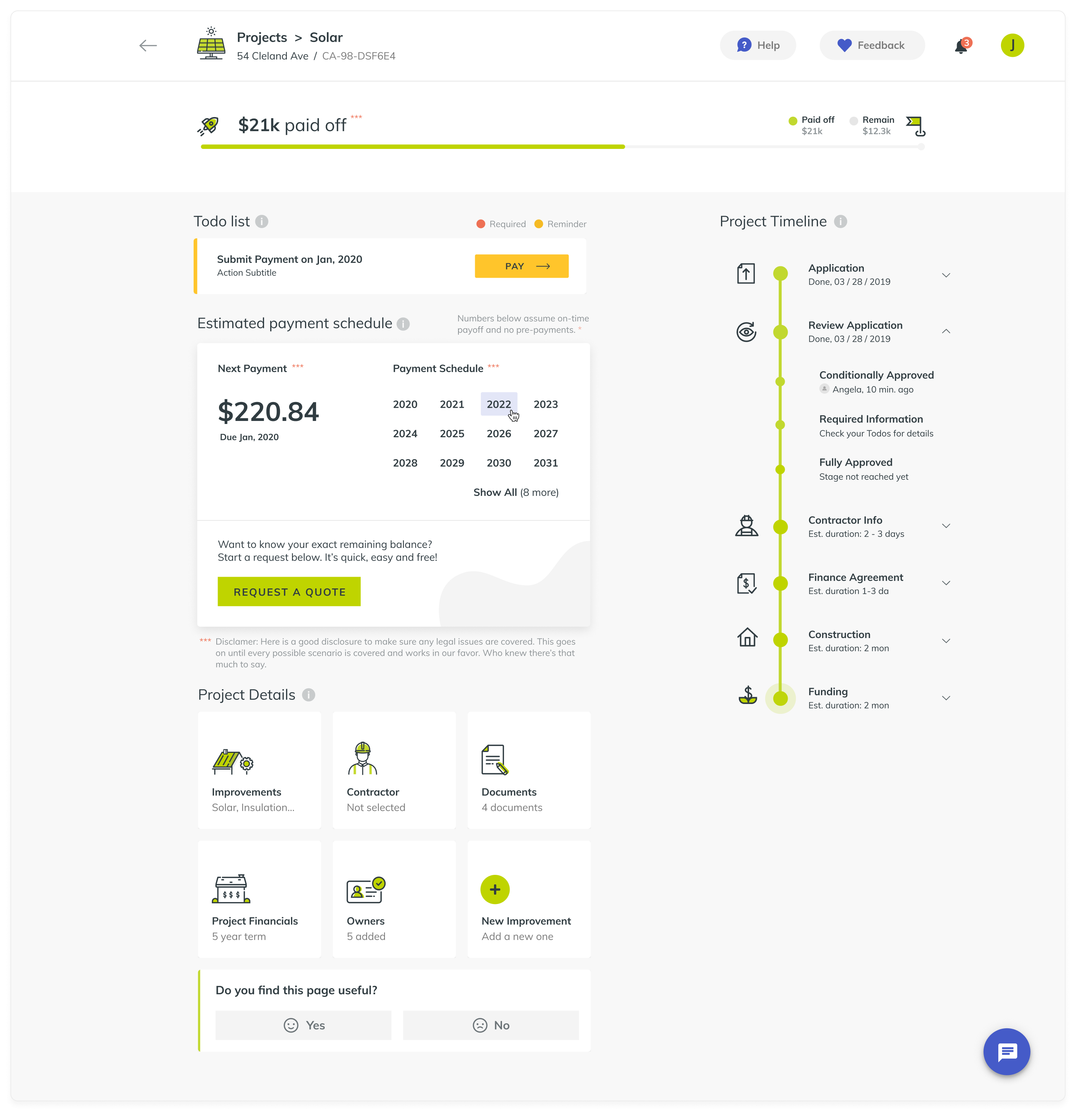 YGrene — Brand identity, a prequalification app, and a homeowner portal for a clean-energy financing company – the illustrations made it look simple; the flows made it be. — UareUx
